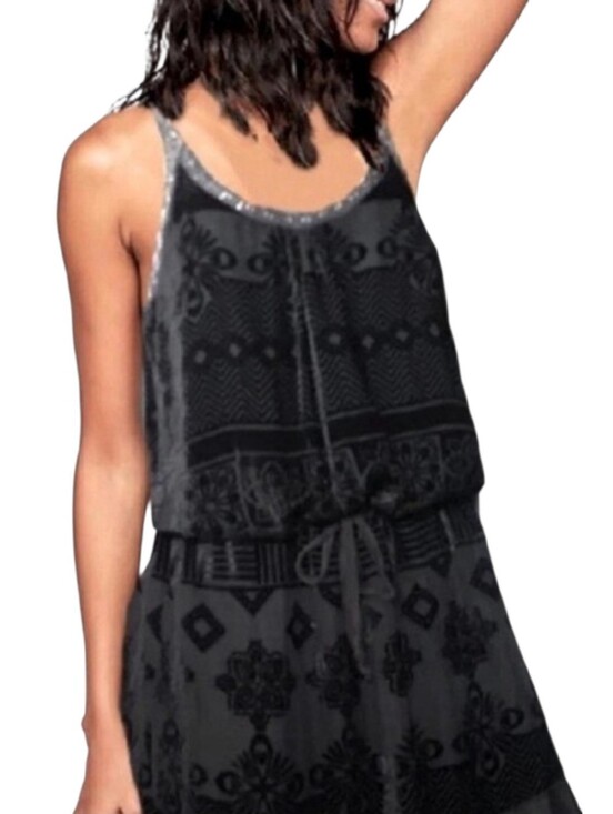 Free People Dresses & Skirts - Free People Black Silk Blend Velvet Shift Mini Dress Size 8